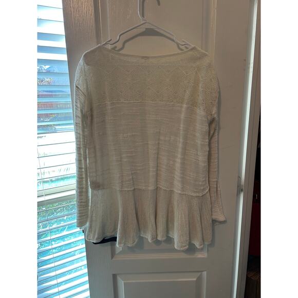 Free People off-white pullover long sleeve top ethereal ballet core,cottage core - Picture 2 of 6
